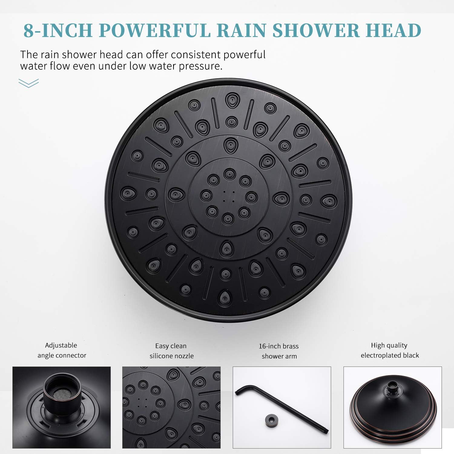 Shower System, Wall Mounted Shower Faucet Set for Bathroom with High Pressure 8" Rain Shower head and 3-Setting Handheld Shower Head Set, Oil Rubbed Bronze (Rough in Valve Included) - - 