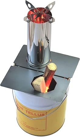 Amazon Liftoff ロケットストーブ 焚火缶 お庭セット lペール缶付き F1煙突 缶にポン置き加工なし 煙が少なく良く燃える 薪ストーブ 遊火人 ストーブ ヒーター ウォーマー