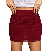 Avidlove Women Sexy Skirt Ruched Bodycon Double Layer Club Skirts Lettuce Trim Skirts Office Mini Skirt