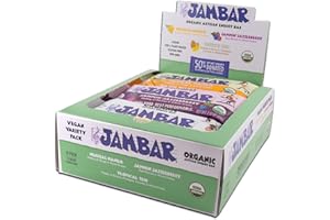 JAMBAR Organic Artisan Energy Bar (Vegan Variety Pack -12 Pack)