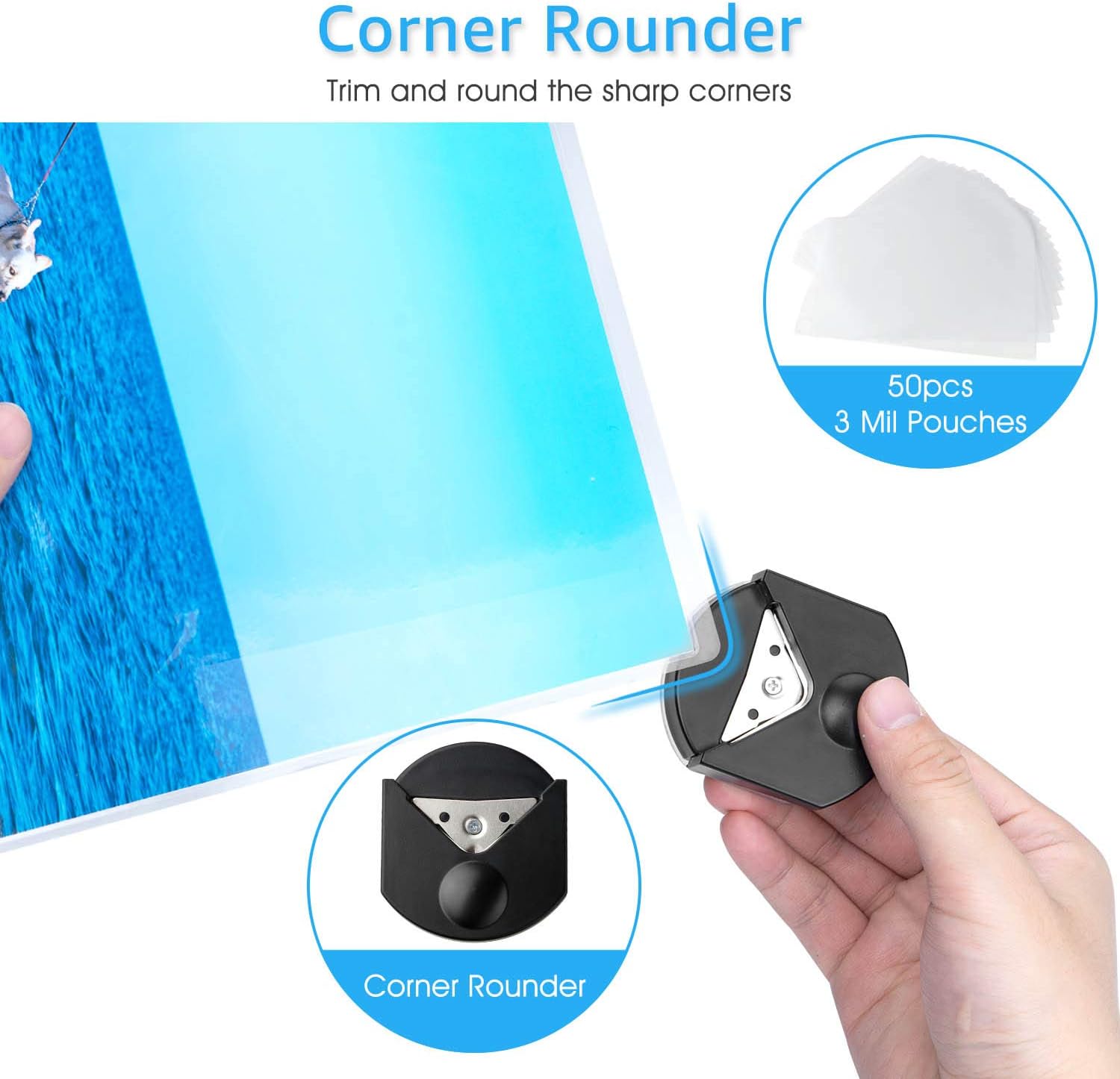 Laminator for A3/A4/A6, 13 inch Thermal Laminator Laminating Machine with 50 Pouches for Office Home Use, Paper Trimmer and Corner Rounder : Office Products
