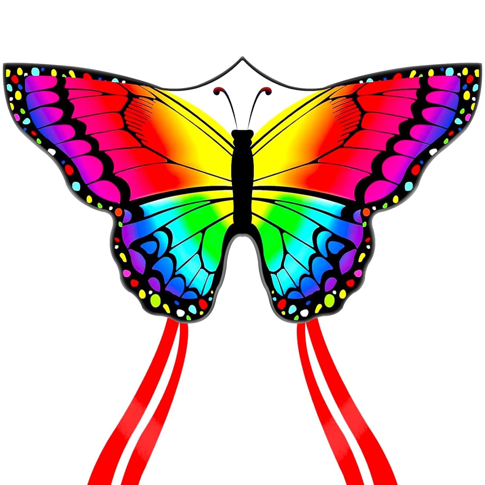 Large Butterfly Kite for Adults and Kids Ages 4-8 & 8-12 Easy to Fly, 55''X28'' Single Line Kite for Outdoor, Park or Beach.(Rainbow)