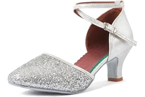 iCKER Womens Latin Dance Shoes Heeled Ballroom Salsa Tango Party Sequin Dance Shoes