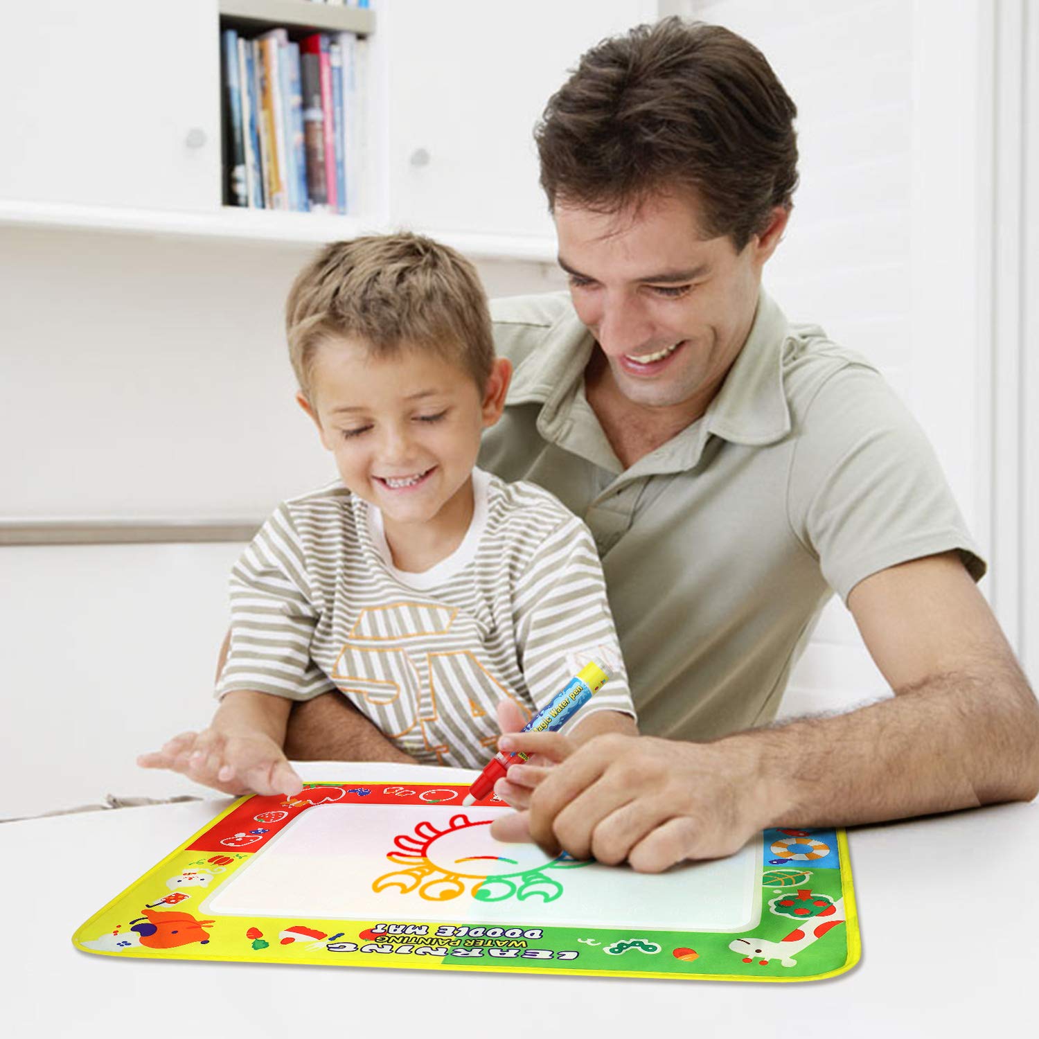 SENWOW Water Drawing Mat 46*30cm - Water Doodle Mat with Magic Pen - Drawing Painting Toy, Perfect Educational Toys for Children Over 3 Years