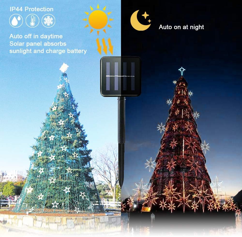 HHMTAKA Solar Fairy Lights Outdoor Waterproof 50LED Solar Garden Lights 8 Mode 9.5M/31FT Indoor/Outdoor String Lights for Garden Patio Yard Home Christmas Parties Wedding (Star) - Image 5