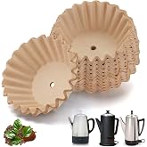 Percolator Coffee Filters for Presto Coffee Percolator Electric 12 Cup | 200 Pcs, Perforated Wavy Design, Filter Paper for Moss &amp; Stone 10 Cup, Natural Unbleached Paper, No Paper Taste