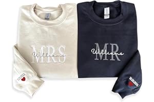 Custom Embroidered Mr & Mrs Sweatshirt - Personalized Couple Names Hoodie - Embroidery Couple for Valentines Day Shirts - Cus