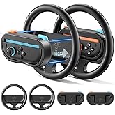 Steering Wheel & Grip for 2025 Switch 2 Joy-Cons, Switch 2 Racing Wheel with Detachable Controller Grip for Mario Kart World 8 Deluxe, Family Sports Party Switch Accessories -2 Packs, Orange & Blue