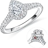 AGRULE Moissanite Engagement Ring, D Color VVS1 Clarity, 1.2-1.7CT, 925 Sterling Silver with 18K White Gold Plated, Cushion/Heart/Oval/Princess Cut Promise Rings for Women