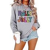 FAYALEQ Merry Christmas Sweatshirt for Women Christmas Light Long Sleeve Shirt Xmas Holiday Crewneck Pullover Tops