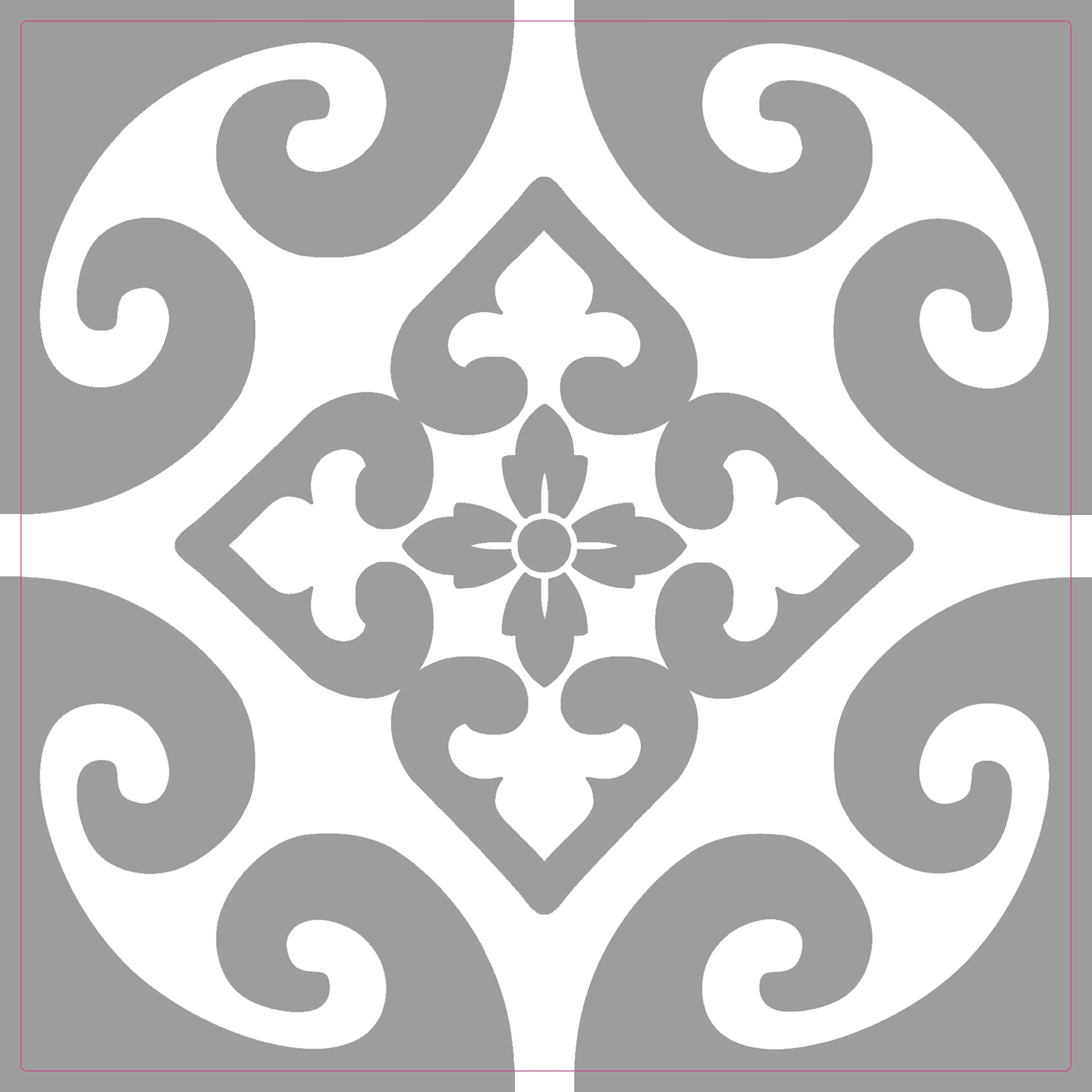 Grey Tile Stickers Victorian Morrocan Modern self Adhesive wall Art Decor transfers-Bathroom backsplash Kitchen splashbacks Floral Decals Peel and Stick (Grey Modern 5, 6 inch) Pack of 10