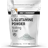 It's Just! - L-Glutamine Powder, Unflavored, Amino Acid, Faster Muscle Recovery, Leaky Gut, Digestive Support (500 Grams / 100 Servings)
