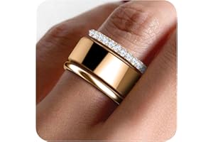 SZJCLTD 2 Pack 14K Gold Plated Stackable Rings Compatible with Oura Ring Gen 3/4, Cubic Zirconia Simulated Diamond Stacking Rings Eternity Bands for Smart Ring