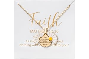 PANTIDE Christian Daisy Locket Necklace for Women - God Has Already Worked Out What You're Worried About Engraved Religious N