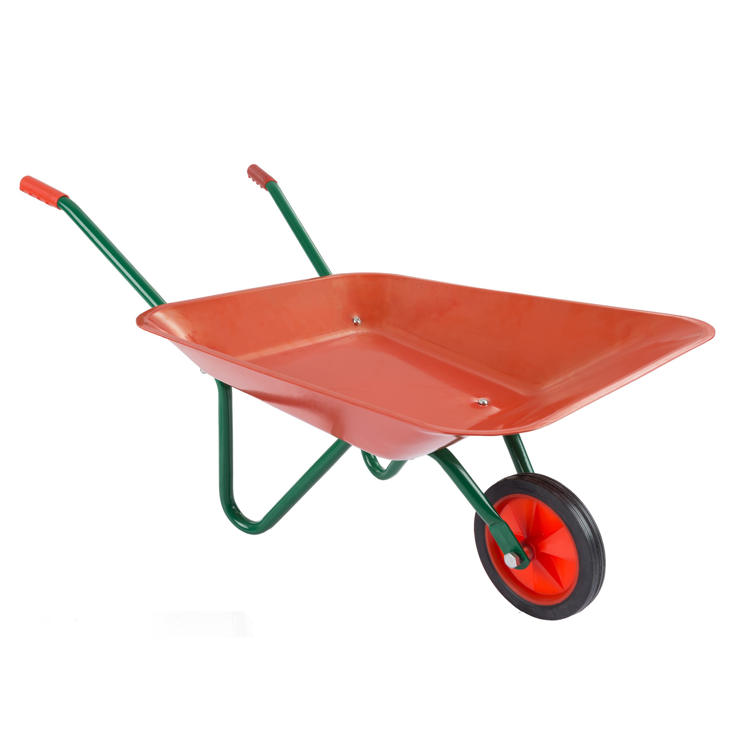 Hey! Play! Kids Wheelbarrow Garden Tool-Mini Toy Wheelbarrow for Boys and Girls- for Pretend Play Yardwork, Hauling Sand, Water, Sticks and More , Red