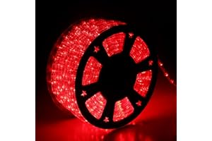 Tuanchuanrp 100Ft Red Rope Lights Outdoor, LED Strip Lights Outdoor Waterproof Decorative Lighting for Indoor/Outdoor, Deck, Eaves, Backyards Garden, Landscape Decoration