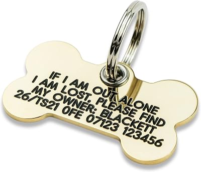 Engraving Studios Deeply Engraved Reinforced Solid Brass Dog Tag 43x25mm