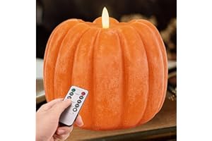 MOREDOTS Fall Decorations for Home - Fall Decor - Flickering Flameless Wax Pumpkin LED Candle with Timer Remote Control- Thanksgiving Gifts - Autumn Farmhouse Rustic Harvest Decor for Tiered Tray Table Indoor
