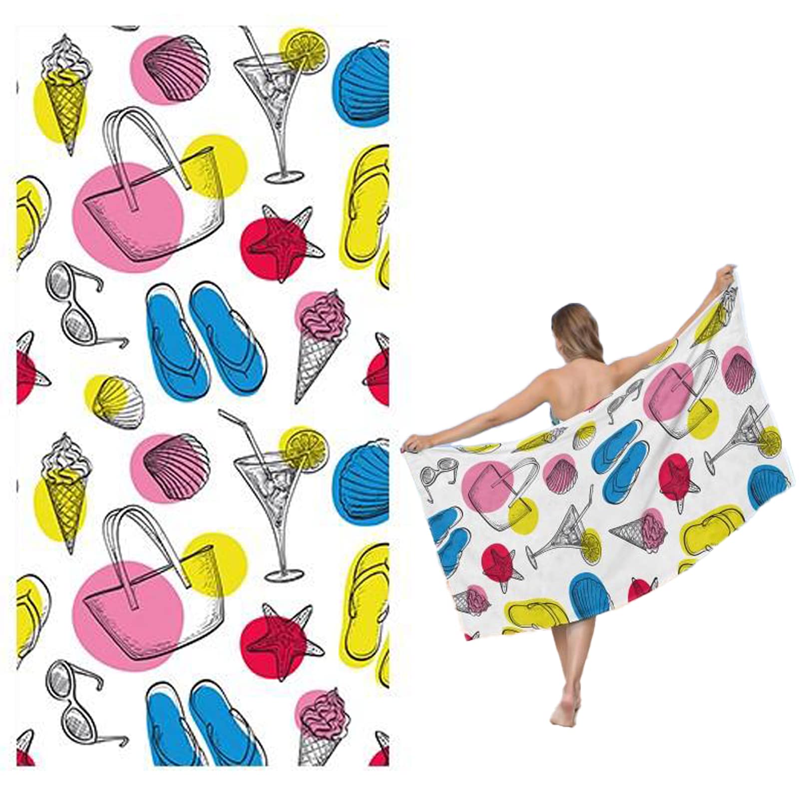 Alytimes Beach Towels for Adults, 180cm Large Size Hair Microfibre Towel sandy shore beach Swimming Towel Personalised Beach Towel