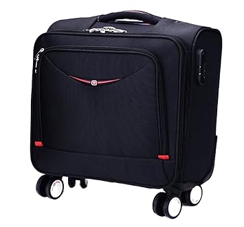 Di Grazia 17 Inch Swiss Army Knife Type Rolling Business Laptop Cabin Case,(17Inch-Swiss-4Wheels-Trolley),Black,Canvas