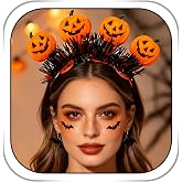 Abien Light Up Pumpkin Headbands LED Halloween Hairband Glowing Skull Headpiece Gothic Costume for Women