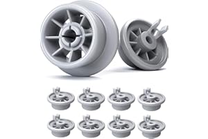 PLEMONT Universal Dishwasher Wheels [8 Pack] - Suitable for Many Bosch & Siemens Models - Replacement Basket Wheel Parts - Durable & Long-Lasting