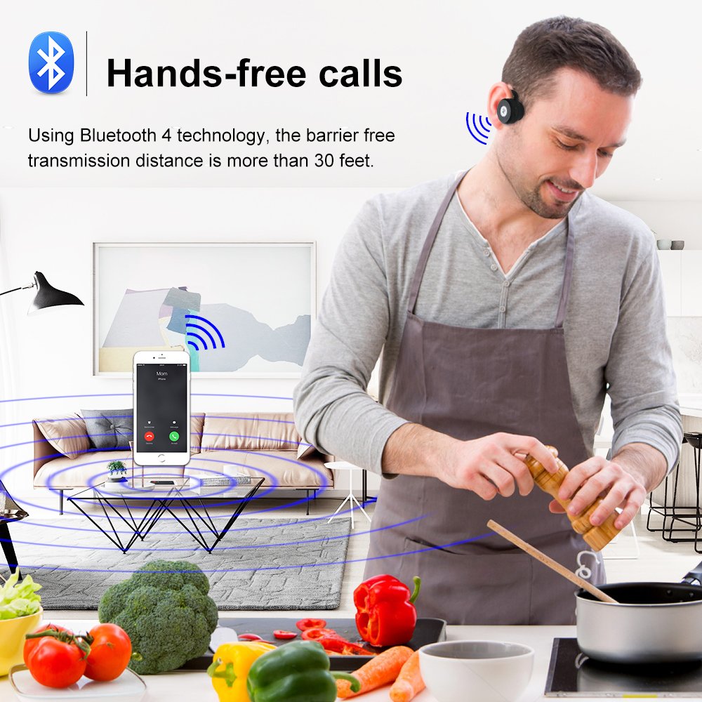 Wireless Headphones, BliGli Bone Conduction Sport Headphones, Open Ear Bluetooth Headphones for iPhone, Android,Other Bluetooth Enabled Devices, Sweatproof Headset with Microphone, Red and Black