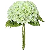 AWARDSEN 3Pcs 21 Inch Green Artificial Hydrangea Flowers Fake Hydrangea Flowers Latex Real Touch Faux Hydrangeas with Long Stem for Home Party Wedding Centerpieces Bouquets Decor