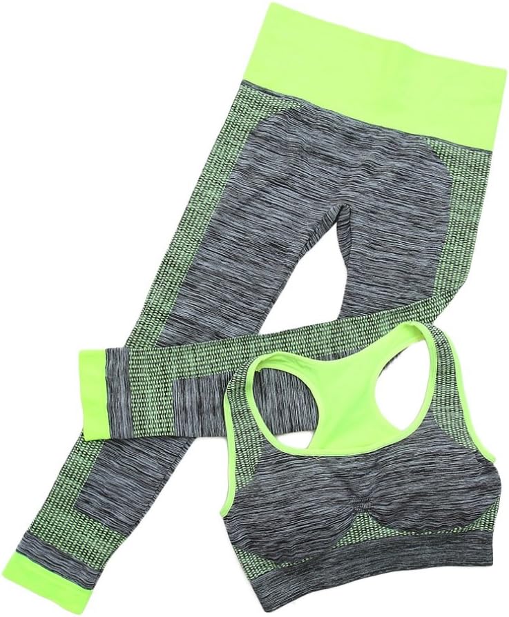 EFINNY Women's 2 Piece Fitness Sports Set Yoga Workout Seamless Sports Bra+Pants Leggings Set