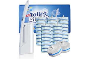 HOHOKY Disposable Toilet Brush Cleaning System with 50pcs Refills Pads Replacement Heads, Toilet Cleaning Stick, Wall Mounted Toliet Wand Kit Bathroom Maintenance, Toilet Bowl Cleaner Wands Holder and Set