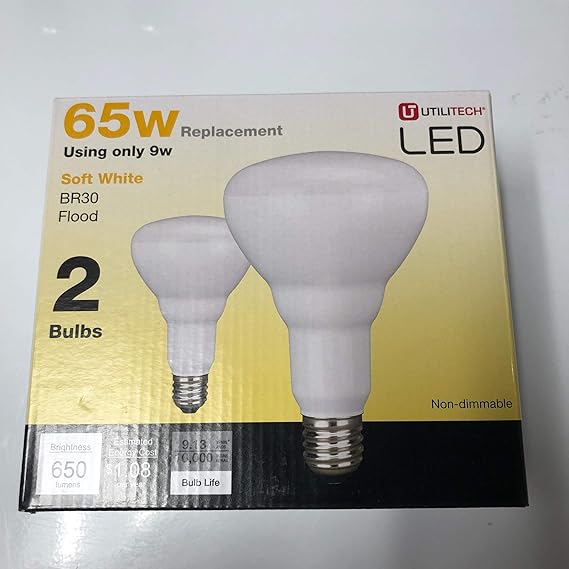 Utilitech (2) x 2Pack LED Br30 65W(9W) Indoor Recessed Flood Light