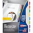 Avery Clear Easy View Durable Plastic Dividers for 3 Ring Binders, 8-Tab Set, Bright Multicolor, 1 Set (16741)
