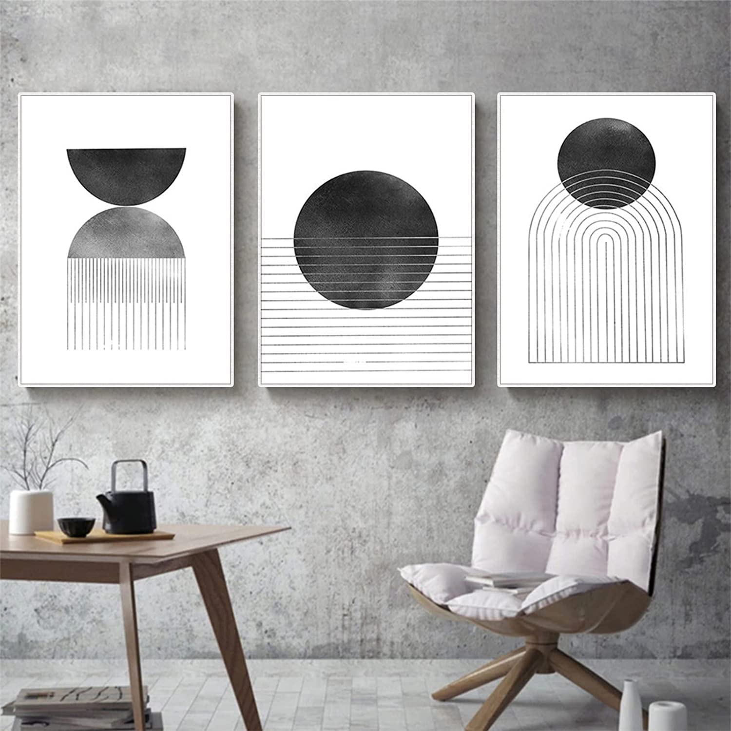 PYNVDD Canvas Poster, Modern Minimalist Abstract Wall Art, Bohemian Poster Set, Geometric Wall Decoration, No Frame (Picture, 6.20 x 30 cm x 3)