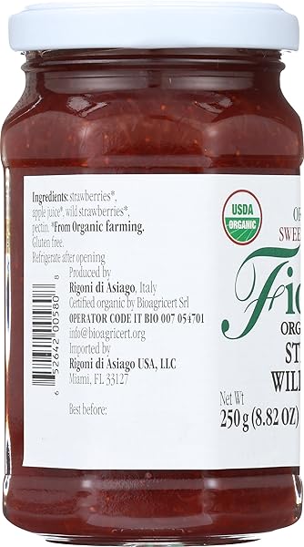 RIGONI DI ASIAGO FIORDIFRUTTA ORGANIC FRUIT SPREAD, STRAWBERRY, 8.82 OUNCE