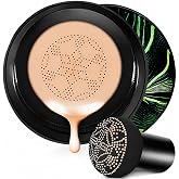 AUROVIDA Moisture Air Cushion CC Cream with Mushroom Puff, Natural Color | korean makeup foundation for smooth and quick everyday touch-ups,makeup base mushroom head for mature skin