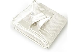 Lulu moon Baby Waffle Blanket: Cotton Toddler Bed Blanket - Crib Quilt Waffle Blankets with Satin Trim for Boys and Girls 40"x36"(Cream)