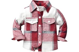 Pisexur Fashion Flannel Shirt Jackets Plaid Long Sleeve Lapel Button Down Shacket Fall Winter Coat Outwear Casual