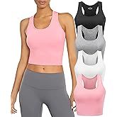 Joviren Cotton Workout Crop Tank Top for Women Racerback Yoga Tank Tops Athletic Sports Shirts Exercise Undershirts 4 Pack