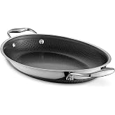 HexClad Hybrid 9x12.5 Inch Oval Nonstick Roasting Pan, Dishwasher Safe | Stay-Cool Handles, Dishwasher and Oven Safe up to 900&deg;F, Compatible with All Cooktops, Induction Ready