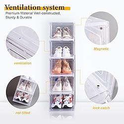 Attelite Clear Shoe Box,Set of 8,Stackable Plastic