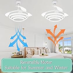 42 Inch Retractable Ceiling Fan, Modern Ceiling