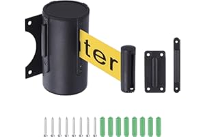 PATIKIL Fixed Wall Mount Retractable Belt Barrier, 16.4 Feet Yellow Belt with Caution DO NOT Enter with Steel Case for Crowd 