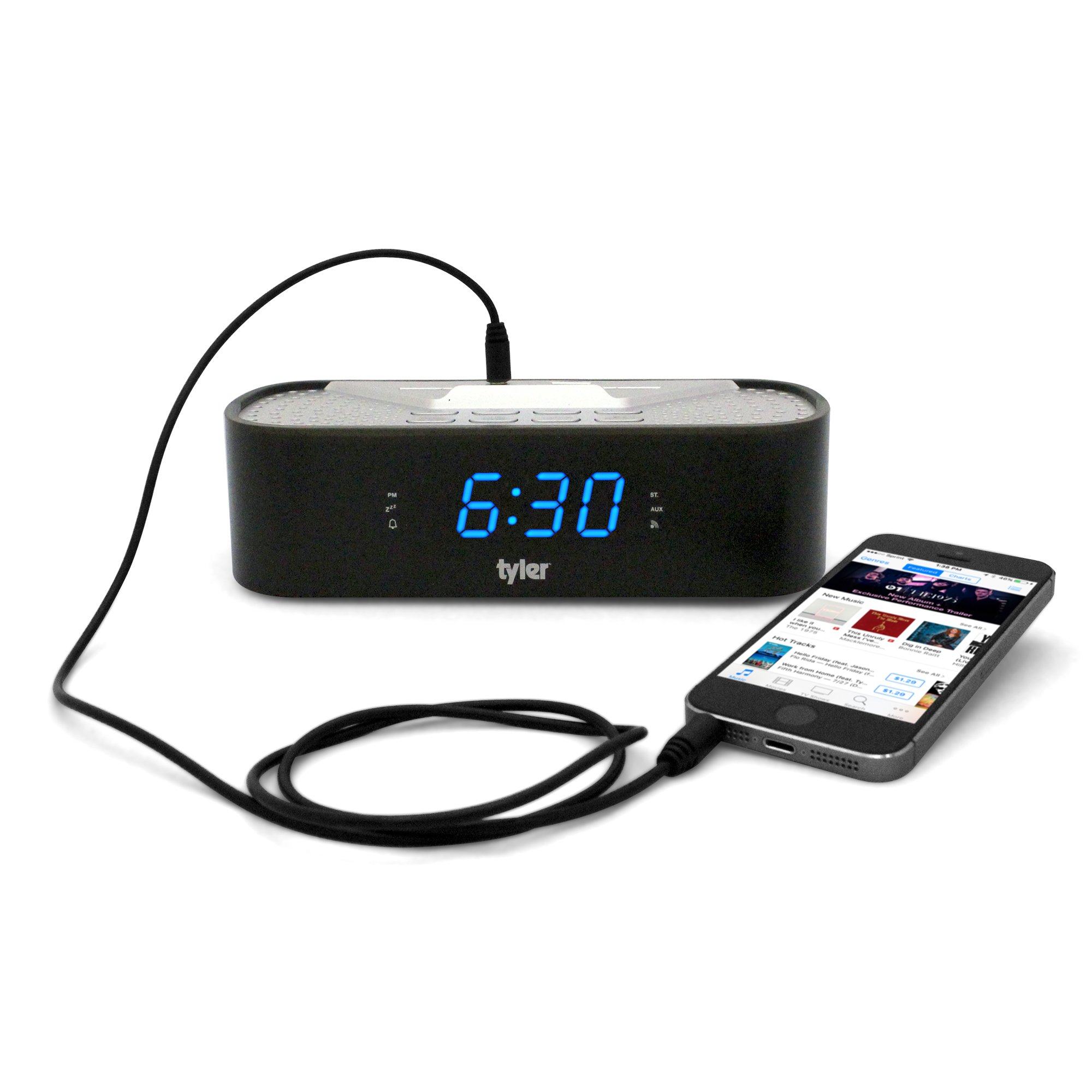 Tyler Bluetooth Alarm Clock Radio TAC501BK With Stereo Speaker, FM
