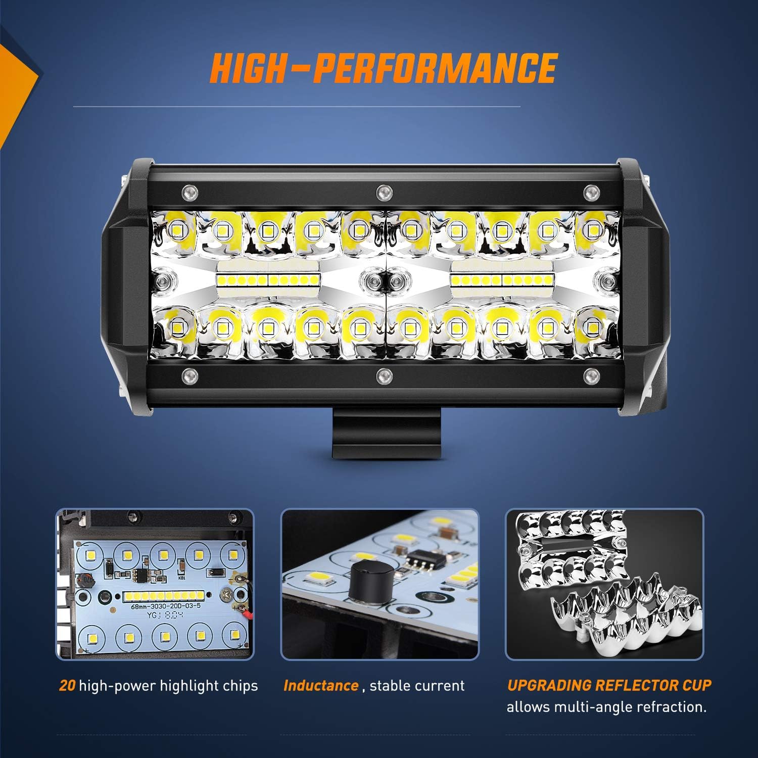 Nilight 18022C-B 6.5Inch 2PCS 6.5 Inch 120W Spot & Flood Combo Bar Driving Waterproof Led Work Light Triple Rows Off-Road Truck Car ATV SUV Jeep Cabin Boat, 2 Years Warranty: Automotive