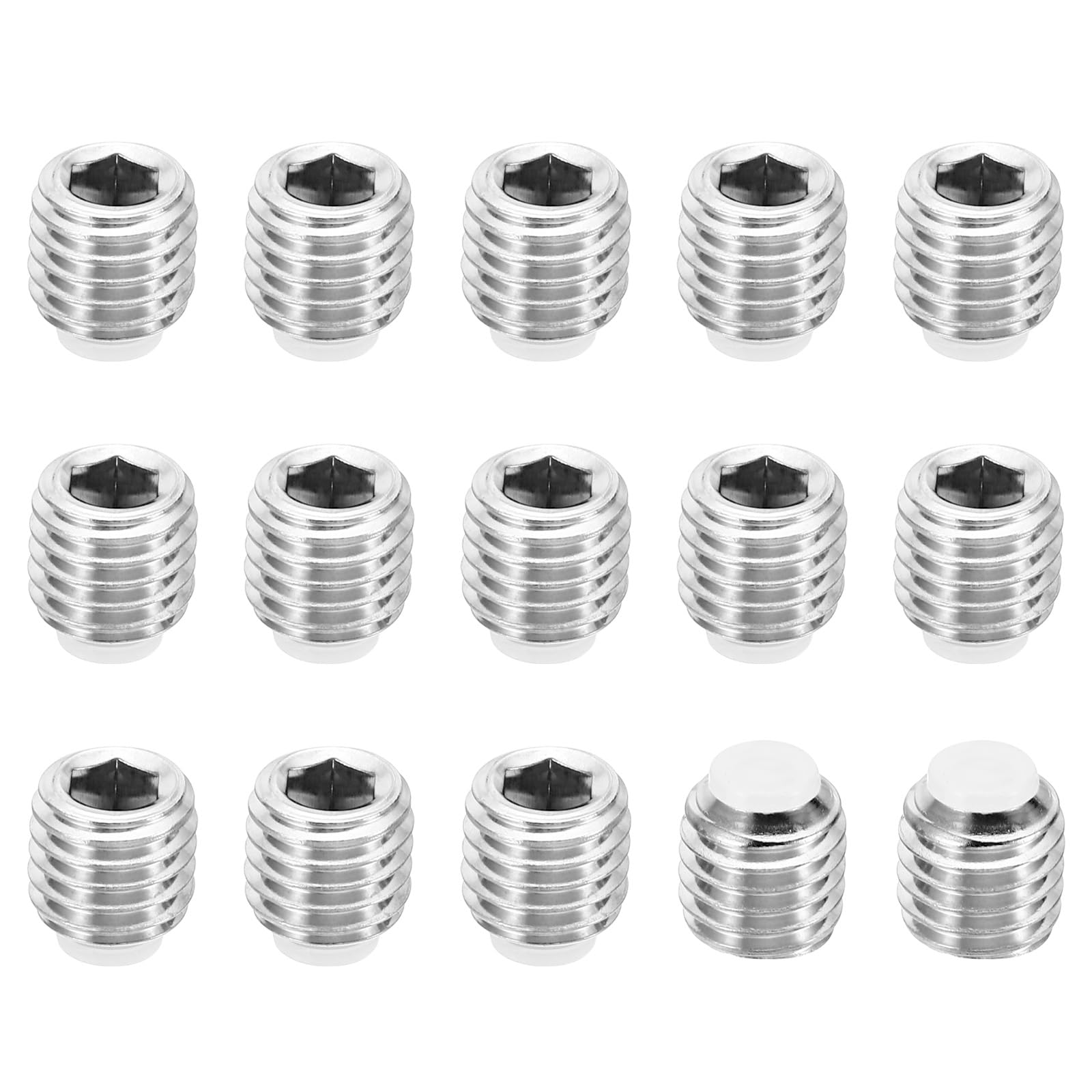 PATIKIL M12x12mm Nylon Tip Grub Screw, 15 Pack Metric Hex Socket Head Cup Point Anti Slip Set Screws Internal Hex Drive Hardware, 304 Stainless Steel