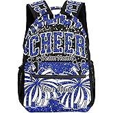 Wowotudiy Blue Cheer Custom Cheer Backpack Cheer Bow for Cheerleader Personalized Cheerleading Backpack Bag, Cheer Coach Travel Daypack