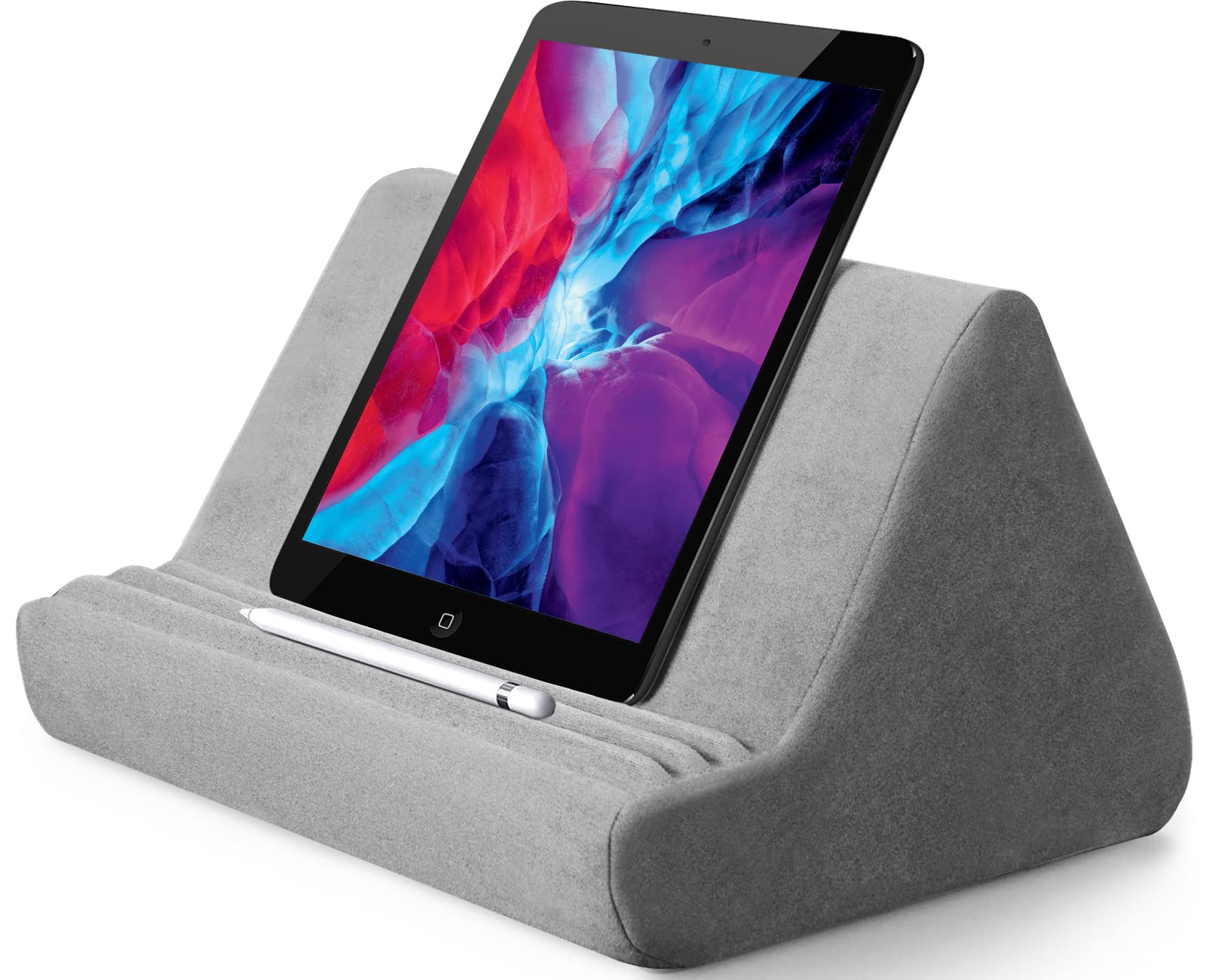 Ycxydr Soft Tablet Stand PillowPocket,Tablet Cushion StandAdjustable 3 Viewing Angle,ipad holder Bed Sofa,CompatibleiPads Tablets Kindle, Galaxy Tab eReaders Smartphones Books(Grey)