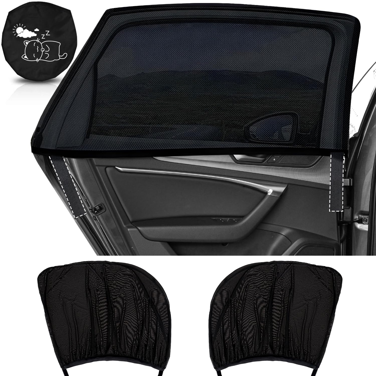 iZoeL Car Window Shades for Baby & Kids - UV Protection Sun Visor Car Curtains - Stretchable Fits Most Vehicles - Blackout Blinds