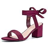 Womens Open Toe Ankle Tie Back Low Block Chunky