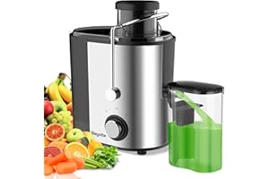 Juicer Machine, Bagotte 400W Centrifugal Juicer Extractor with 3 Speeds, 3'' Feed Chute for Fruit and Vegetable, Juicer,304 Stainless Steel,Easy to Clean,Anti-drip,BPA Free, Included Brush, DB001